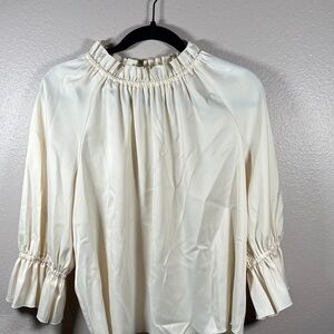 Worthington Cream Blouse with Ruffled Neckline